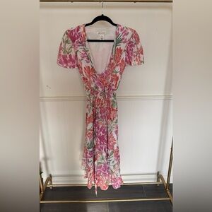 Floral Wrap Dress 🌸 Pink Midi Dress Size S